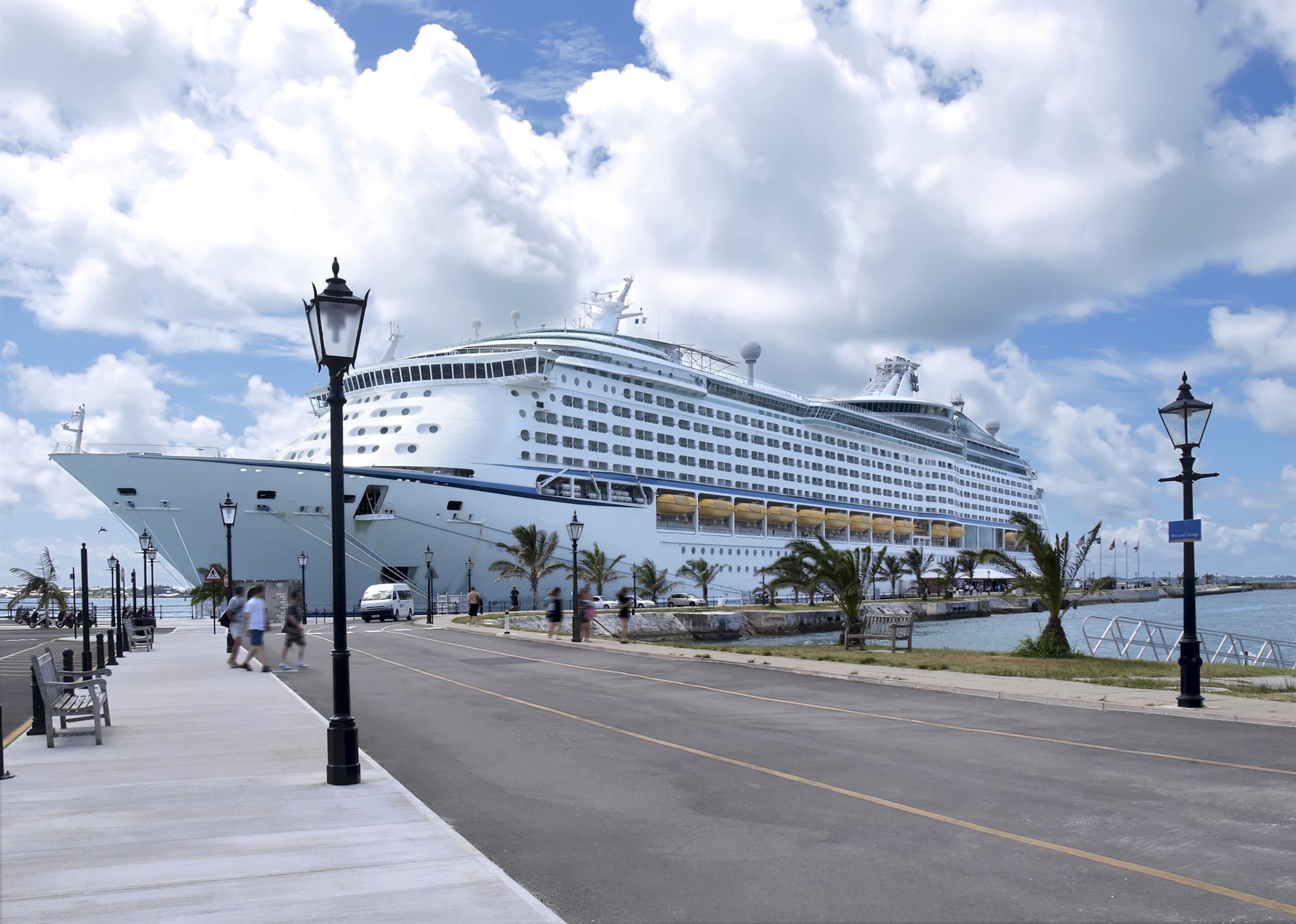 Cruise ship sailing on the open sea