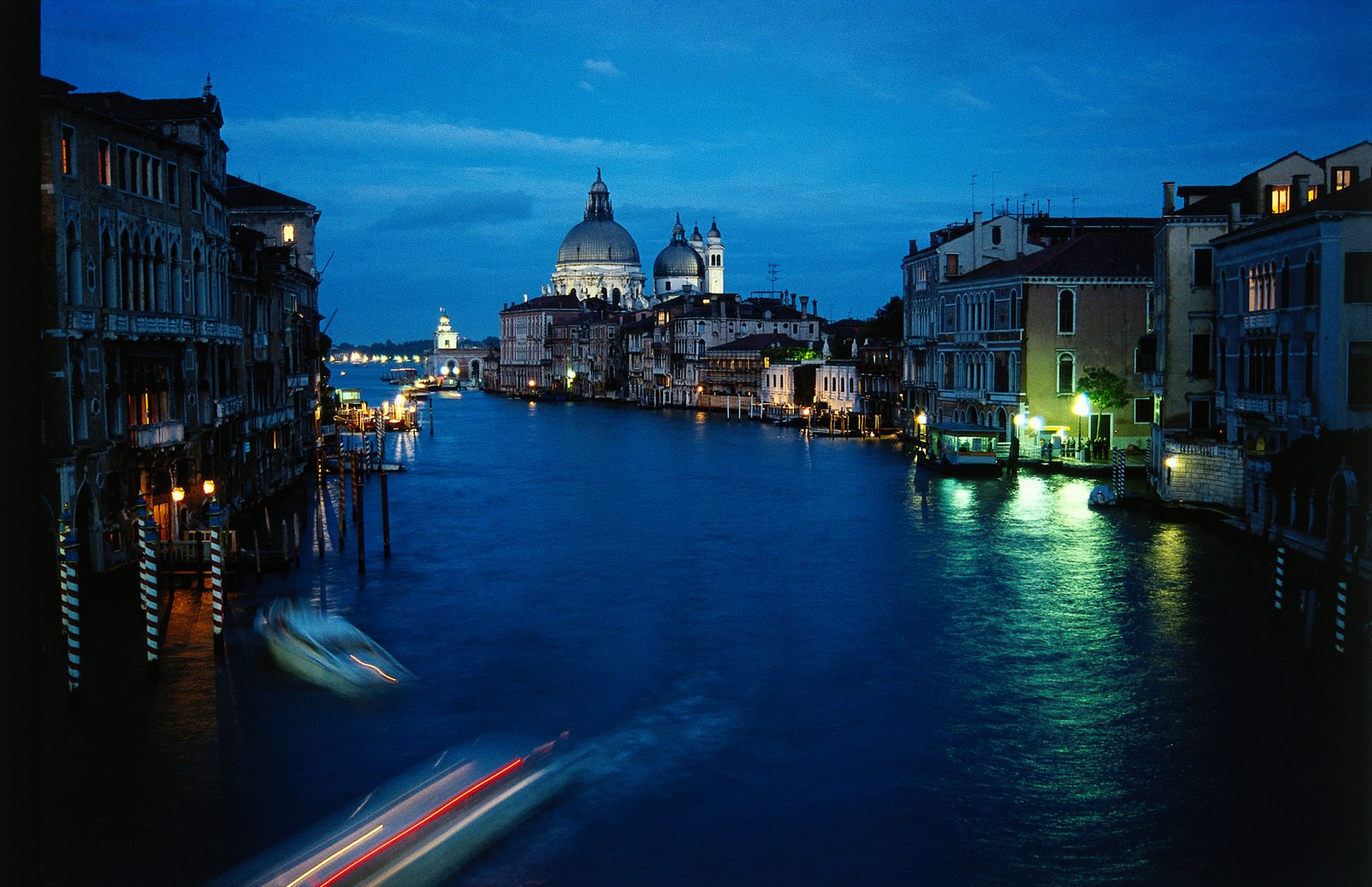 Venice’s Grand Canal and the dome of Santa Maria della Salute at dusk